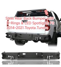 Steel Rear Back Bumper w/ D-Rings & LED Spotlights Fit 2014-2021 Toyota Tundra