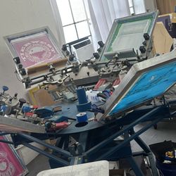 M&R Chameleon Screen Print 6 Head 4 Press