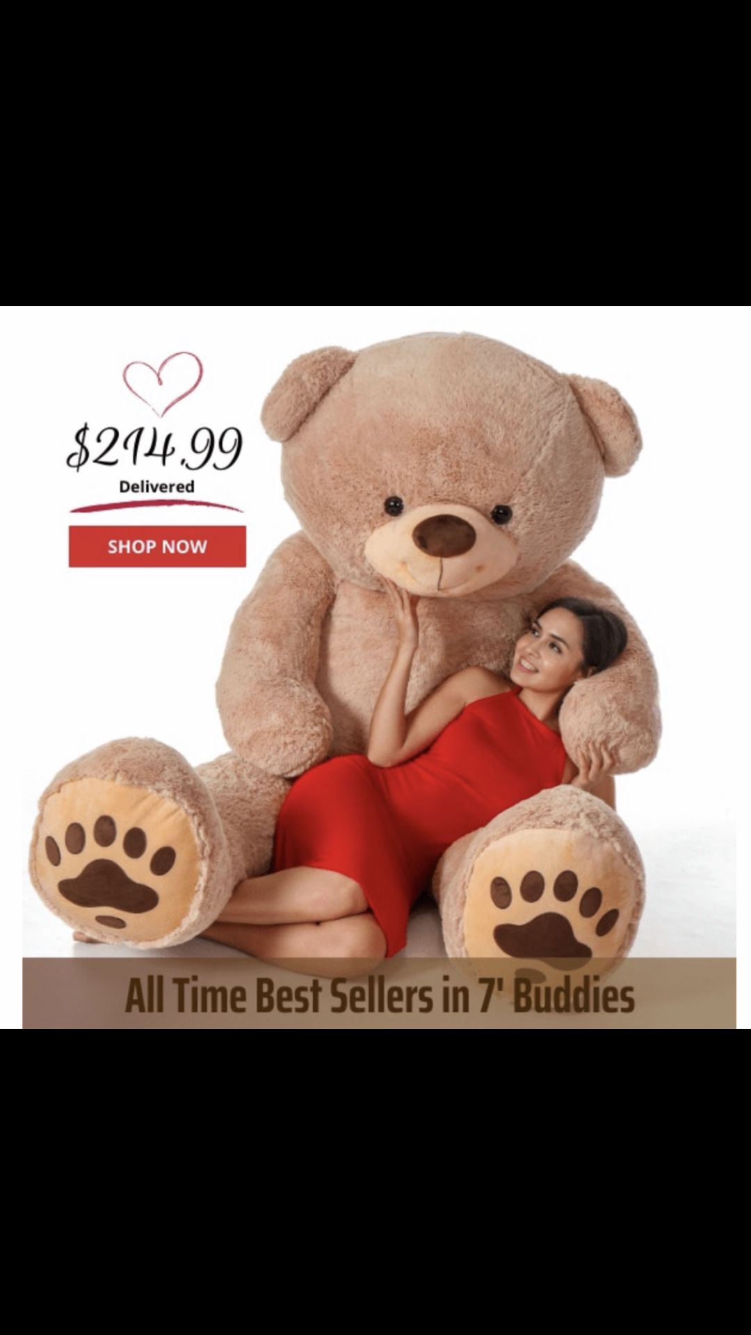 7 Foot Giant teddy bear Great For Valentine Gift