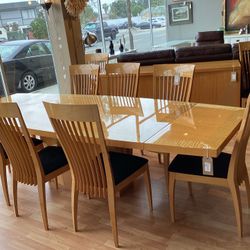 Excelsior Portfolio Italian Birds Eye Maple Dining Set SKU LXLQWH
