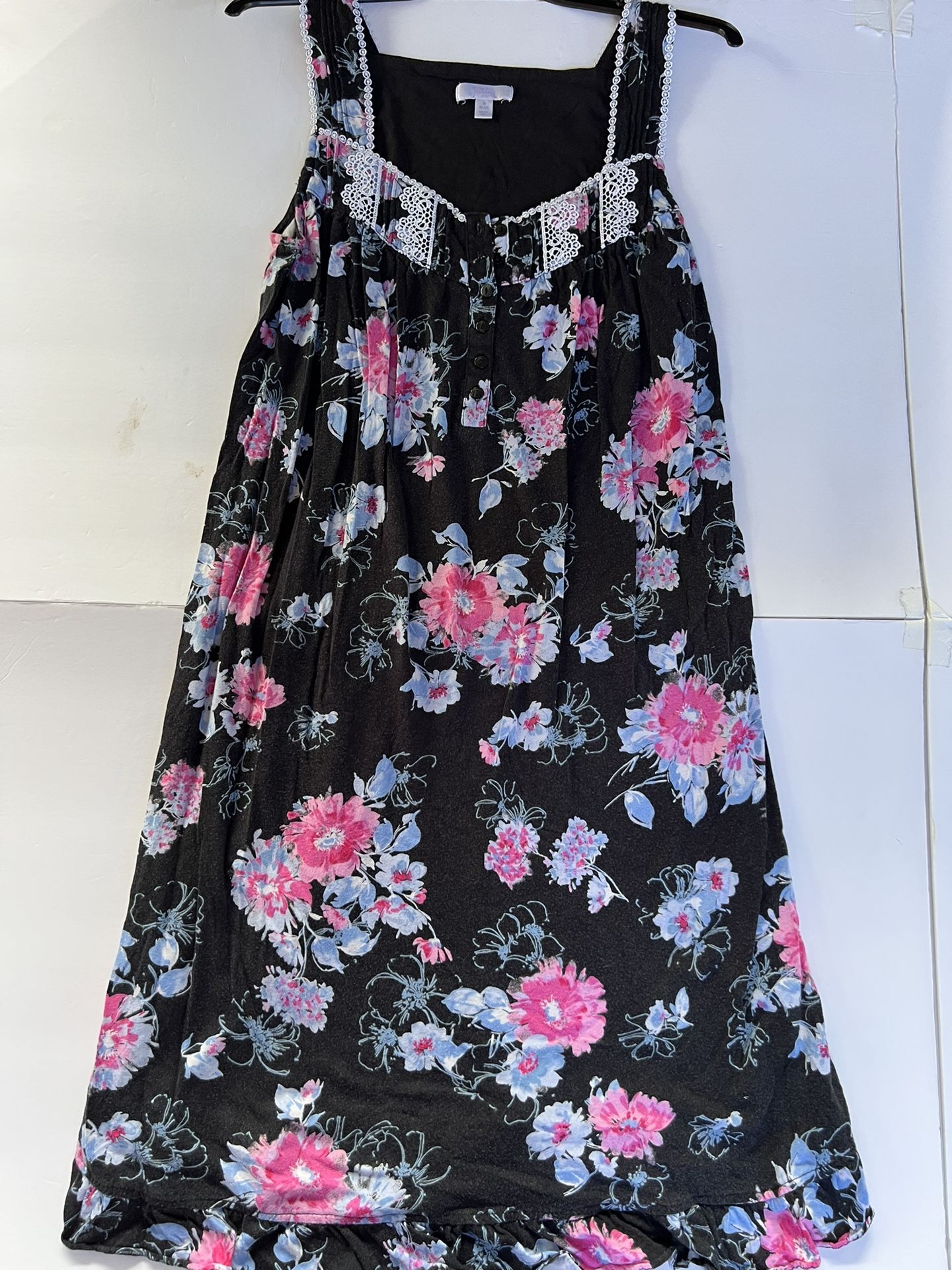 Secret Treasures Women's Floral Print Long Dress Embroidered Lace Knit Size M 8/10