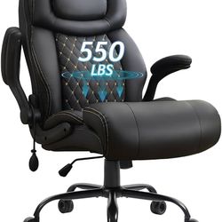 Big and Tall Ergonomic Office Chair with Lumbar Support for Back Pain Breathable Executive Desk Chair Adjustable Flip Up Armrests Wide Cushion Swivel 