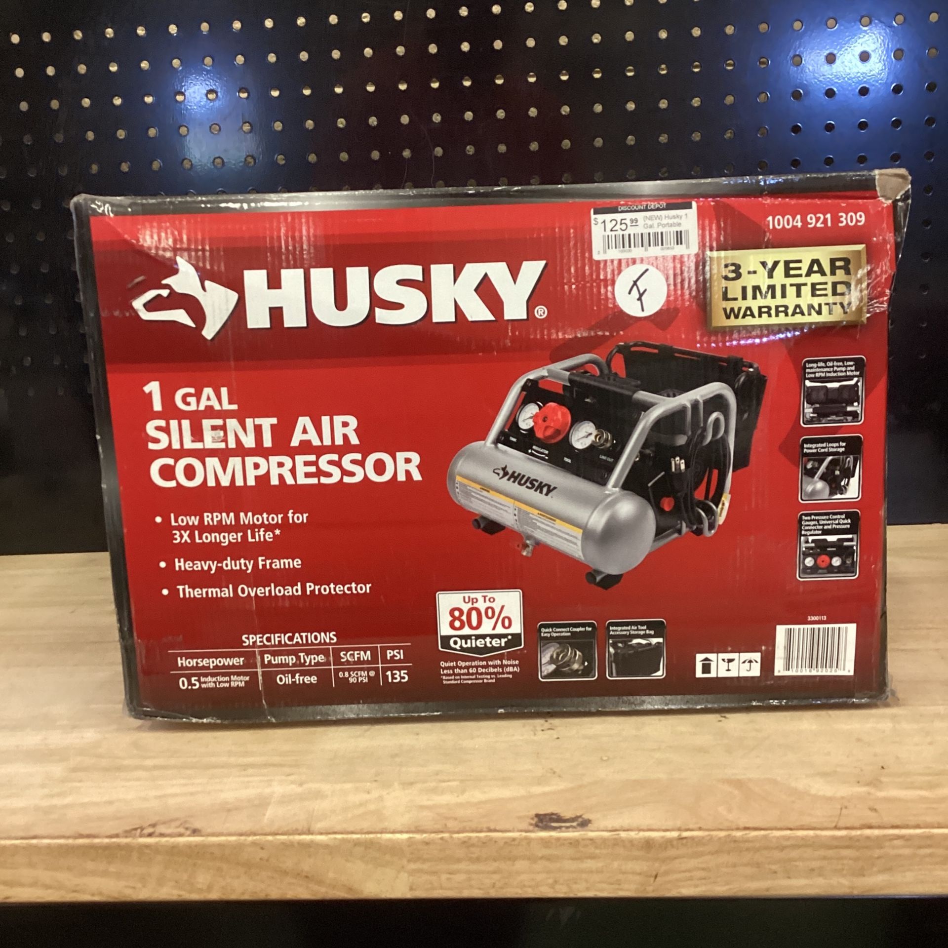 Husky 1 Gal. Portable Electric-Powered Silent Air Compressor