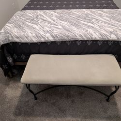 Light Gray Upholstered Bench with Metal frame