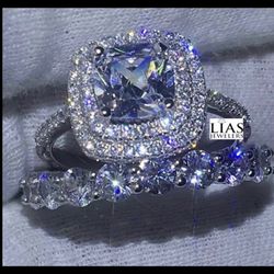 New 18k White Gold Wedding Ring Set 