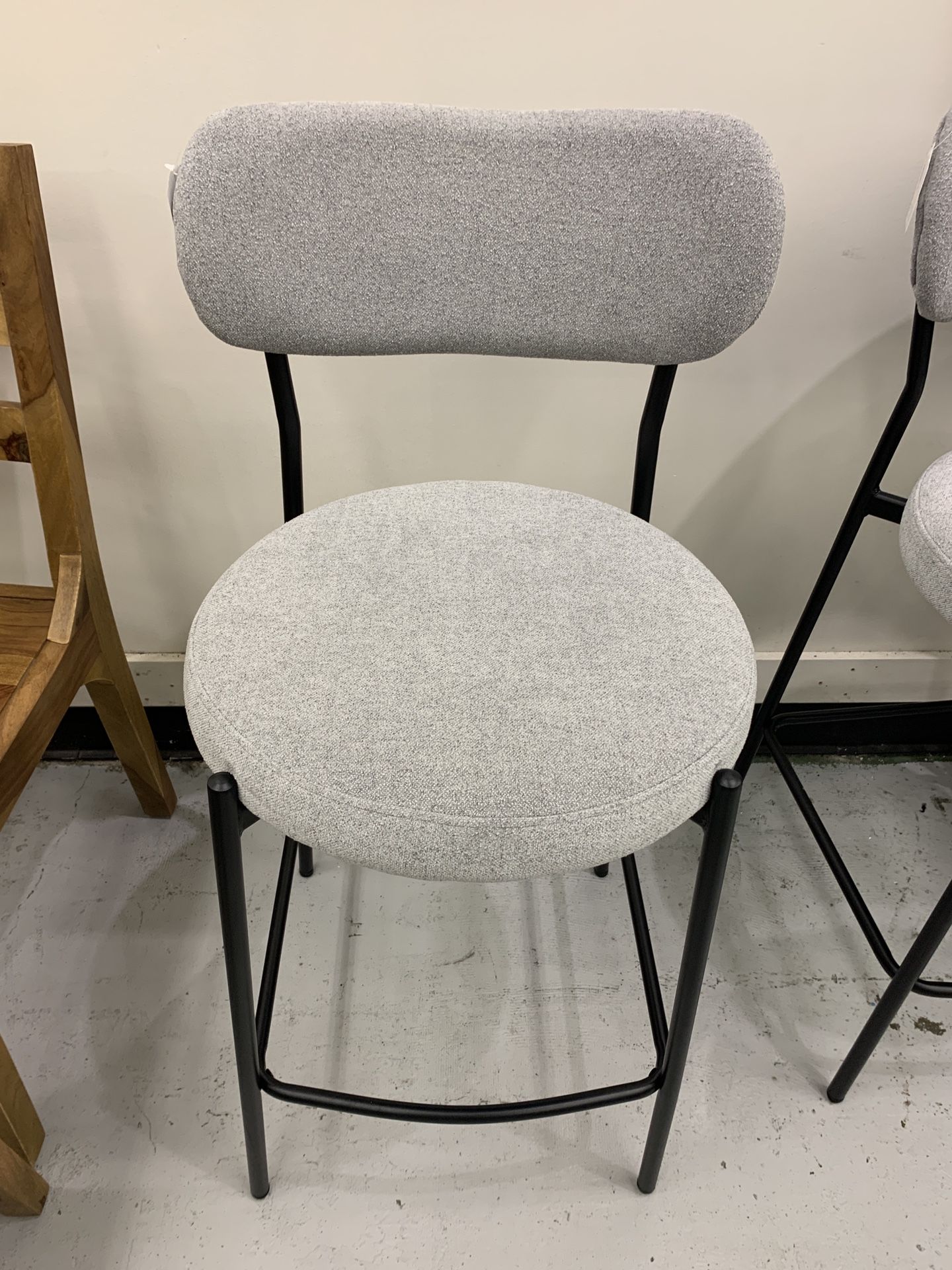 Grey Fabric Counter Stool