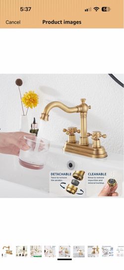 Brushed Gold Two-Handle Centerset Bathroom Faucet