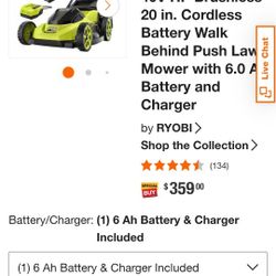 Ryobi 40v Lawn Mower 20inch Push. Kit