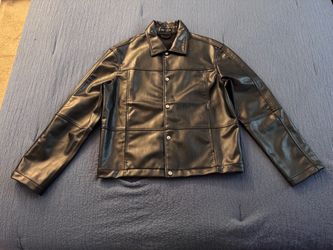 Brand New Zara Leather Button Up Jacket For Men
