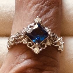 925 Blue sapphire Stone Size 6