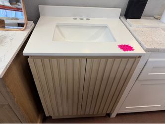 Precine 25 in. Single Sink Light Oak Bathroom Vanity with White Engineered Stone Top