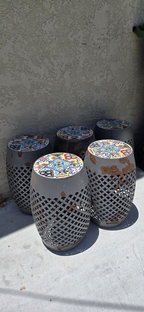 Outdoor Patio Side Tables - Set Of 5