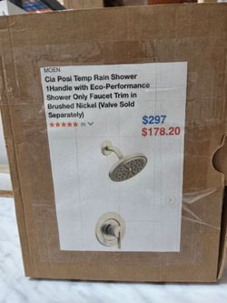 MOEN
Cia Posi Temp Rain Shower 1Handle with Eco-Performance Shower Only Faucet Trim in Brushed Nickel (Valve Sold Separately)