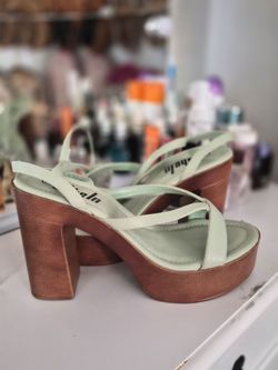 Mint Green Platform Block Heel Sandals