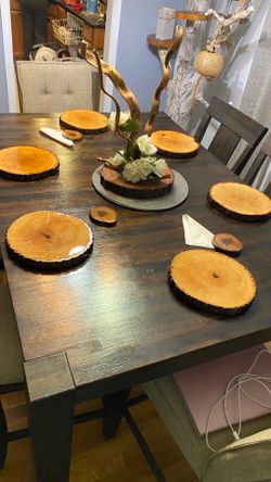 Rustic/Farmhouse Vibe: Rustic Tree Slice & Epoxy Resin Charger Plates. Set of Six