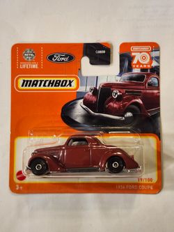MATCHBOX # 19 OF 100 . 1936 FORD COUPE . SHORT CARD .