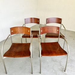 Bernhardt Chrome and Wood Chairs 
