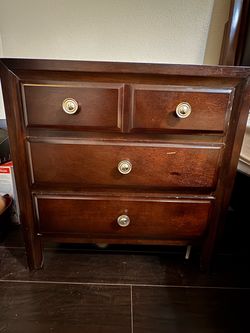Dark Wood 4-Drawer Dresser - Set of 2