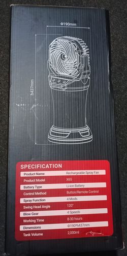 New Rechargeable Spray misting Fan X65 with RBG light & remote