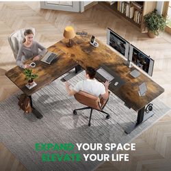 SIAGO L-Shaped Standing Desk - 63 x 55 Inch Adjustable Corner Standing Desk with Charging Station - L Shape Sit Stand Table with Memory Controller, Sp