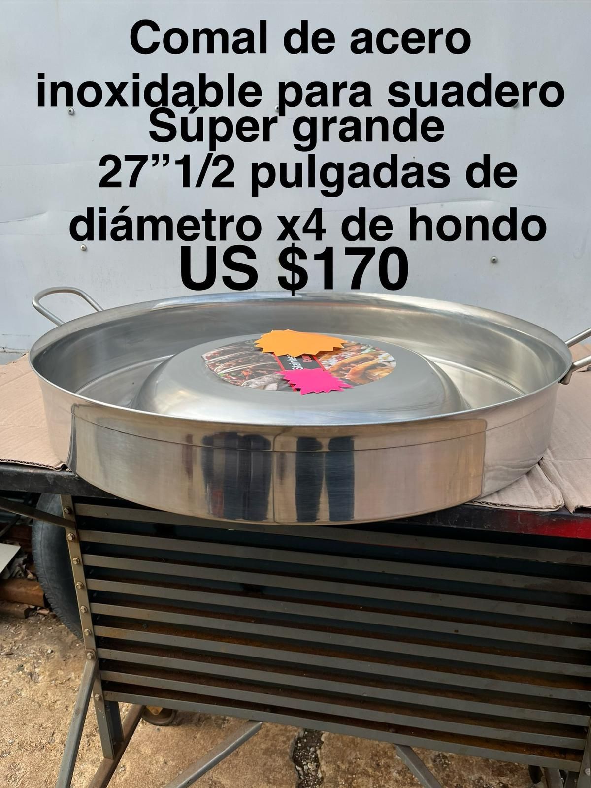 Comal De Acero Inoxidable Para Suadero, Extra Grande