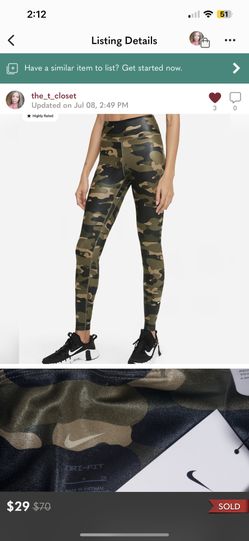 New Nike One Dri-Fit Midrise Camo Leggings Size S