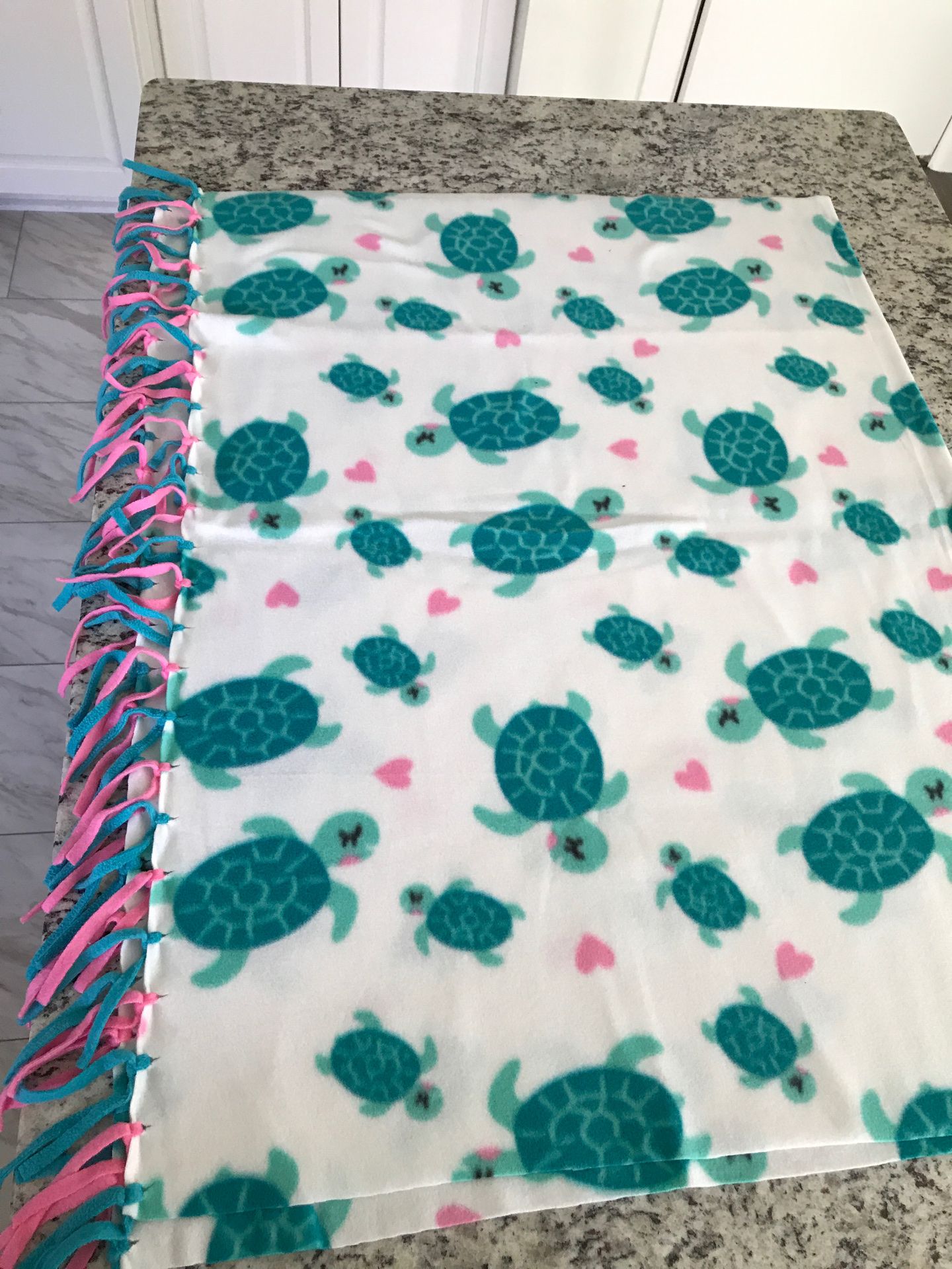 Handcrafted fleece blanket 3’x5’ turtles