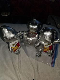 Silver Pokemon starters plushie