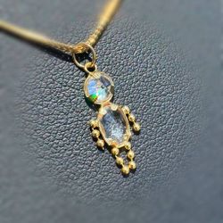 14k solid yellow gold cz stone 1.30 CTW human ball Pendant charm