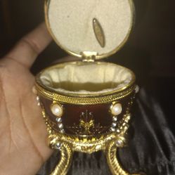  Sankyo Emerald Rhinestone Enamel Metal Egg Music 