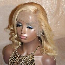 Shoulder Length Platinum/Sandy Blonde Ombre Glueless Lace Wig
