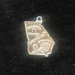 Vintage Wells Georgia Peach Sterling Silver State Map Bracelet Charm-GC