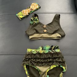 Swimsuit Two Piece Dance Jazz Costume With Elastic Headband