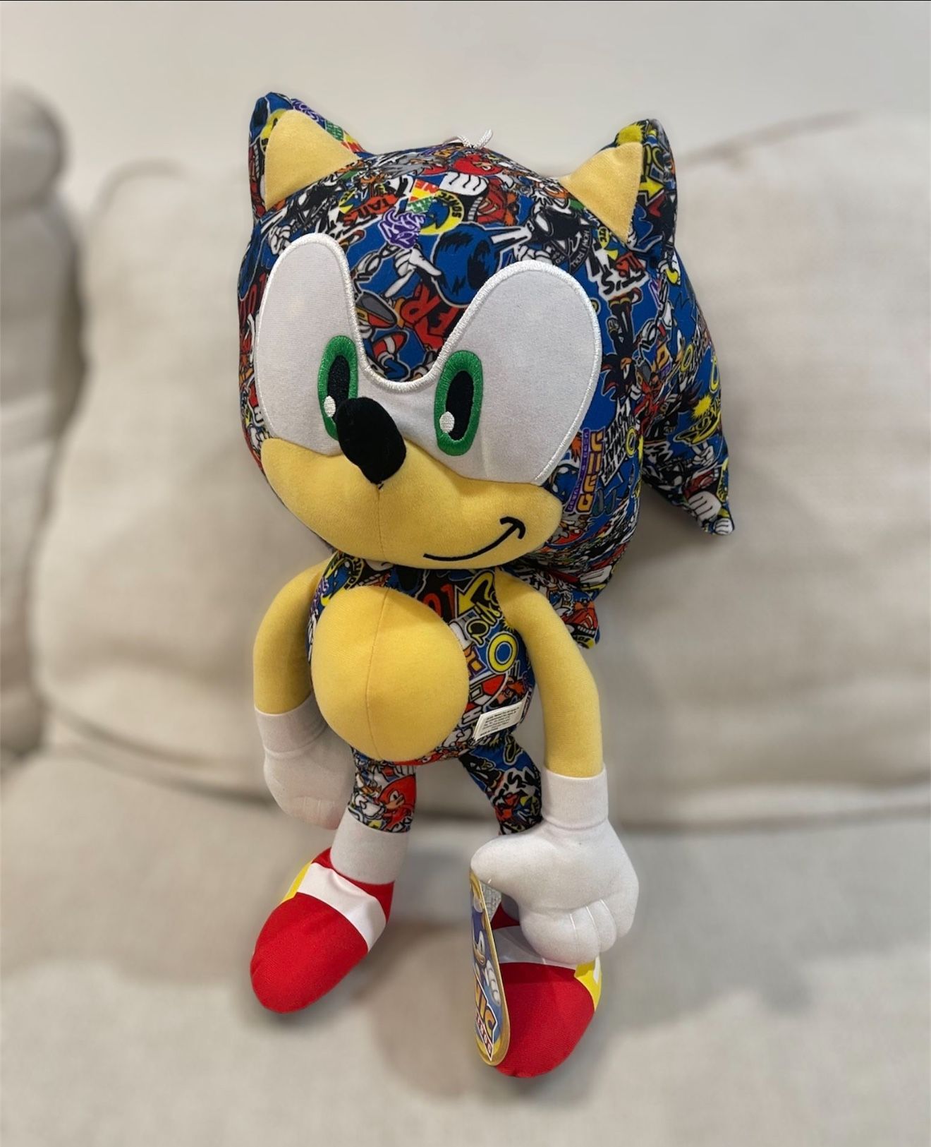 18 Inch Sticker Bomb Sonic The Hedgehog Plush New
