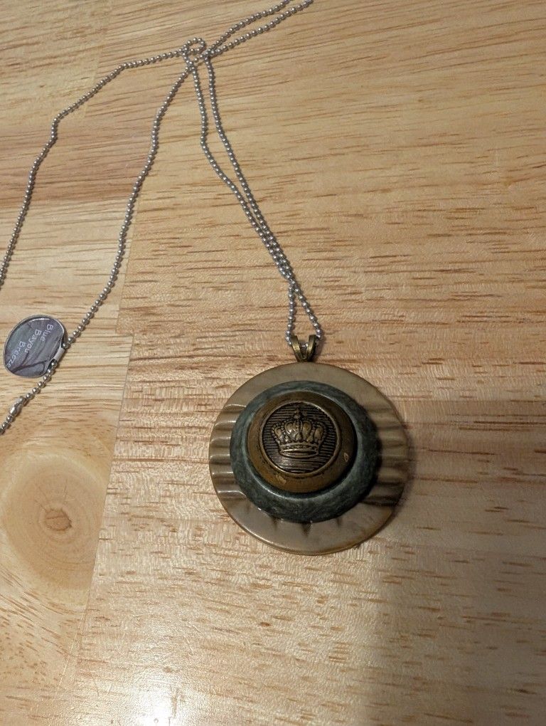 Crown Pendant Handmade Necklace 12.25”
