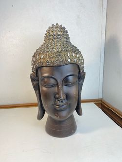 Vintage Meditating Tibetan Buddha Head Statue Sculpture Figurine