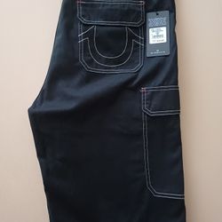 True Religion Men Cargo Short Size 36 Jet Black 