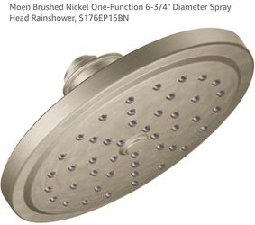 NEW - Moen Brushed Nickel One-Function 6-3/4" Diameter Spray Head Rainshower, S176EP15BN