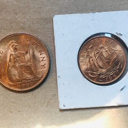 1967 Brittish Penny And half Penny UN Thumbnail