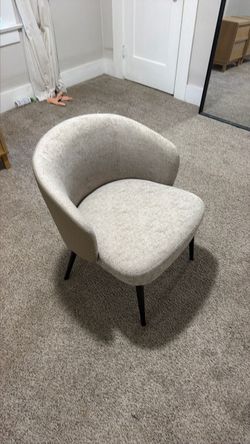 Greying Cream Fabric Barrel Accent Chair