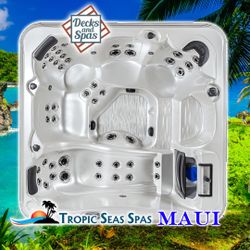 NEW 8'x8' Hot Tub w/ Lounger, 51 Jets, LEDs, Waterfalls, Ozone & More