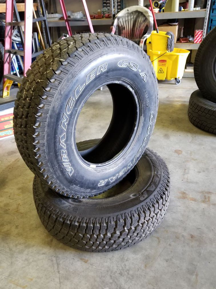Never used  matching pair of Goodyear wrangler tires for Sale in  Lakewood, WA - OfferUp