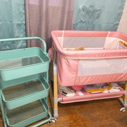 Pink XXL Bassinet And Rolling Stand