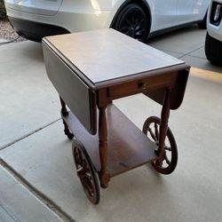 Vintage Wood Rolling Tea Cart