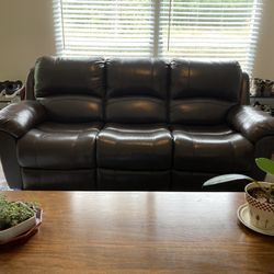 Espresso Colored Leather Recliner Couch