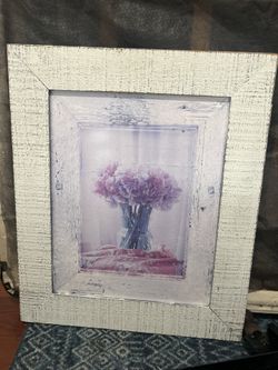 Beautiful Picture Of Flowers With Wood Frame