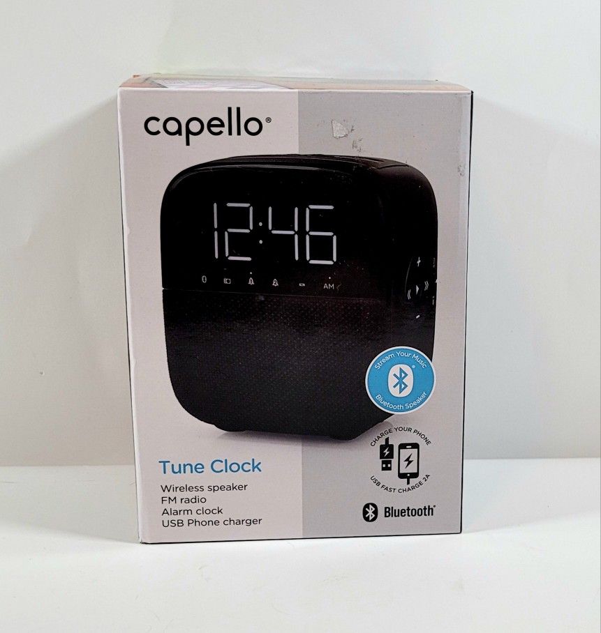 Capello CR60 Tune Clock Radio with Bluetooth Speaker & USB phone Charger