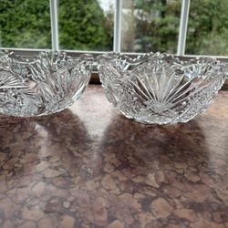 Set 2 Antique cut bowls 8” Wide