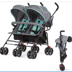 Dream On Me Volgo Twin Baby Stroller, Lightweight – Mint and Dark Grey