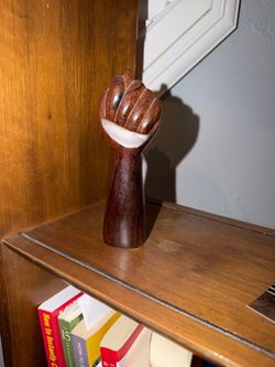 Vintage Hand-Carved Wooden Fist Sculpture – Folk Art Decor